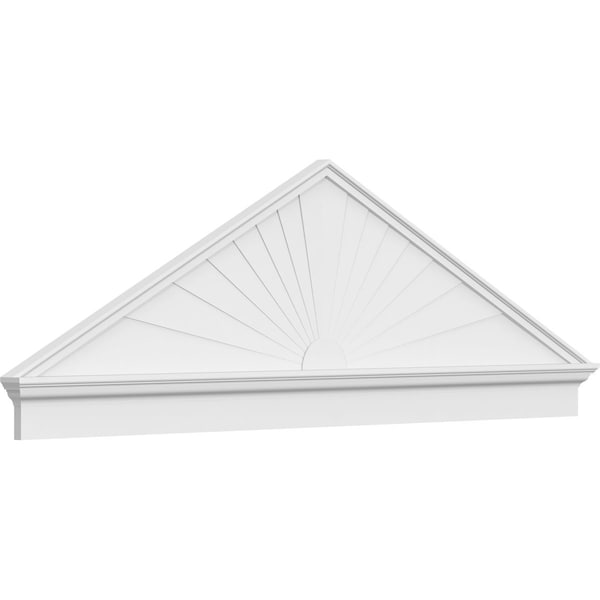 Ekena Millwork Peaked Cap Sunburst Architectural PVC Combination Pediment, 84"W x 27-7/8"H x 2-3/4"P (Pitch 6/12) PEDPC084X280PKC01 - main